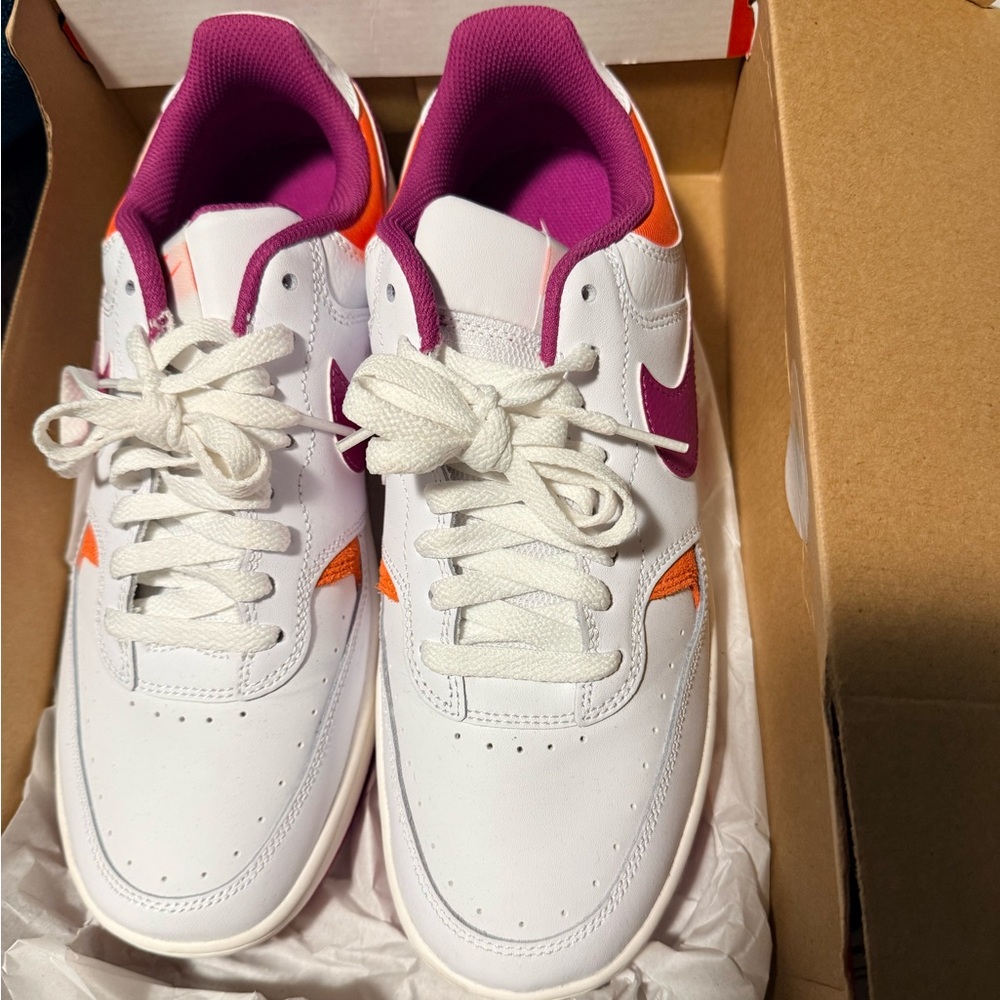 Nike Women's White, Purple, and Orange Sneakers